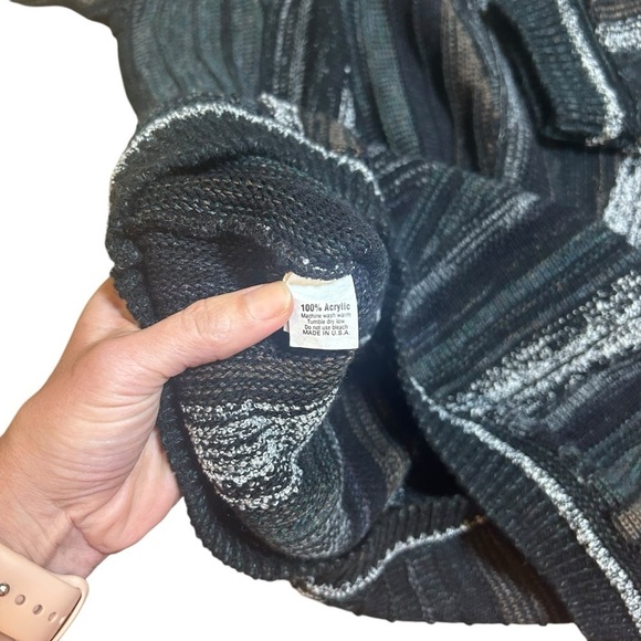 Lavane vintage v neck 3d knit textured sweater size XXL retro 90s Cosby  biggie - Picture 4 of 7